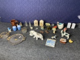 Vintage Salt N Pepper Shakers, Animal Figures, Jeannette Glass, Morton Pottery
