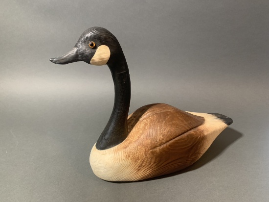 Wooden Goose with Stamp & Signed.  See Photos
