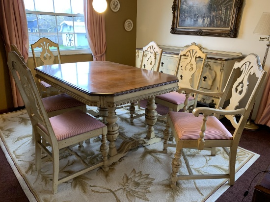 Elder & Johnston French Provincial Style Dining Table with 7 Chairs