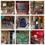 Shed Cleanout -Tool Boxes, Tools, Hardware, Luggage, Coolers, Rug, Ax, Shovel, Boat Oars & More