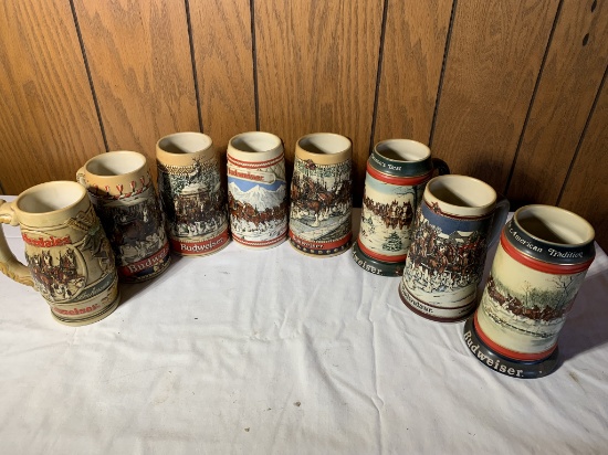 Group of Collectable Budweiser Steins