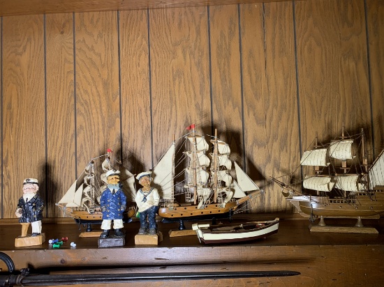 Group of Ships & Wooden Sailors