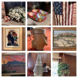 Framed Art, Wooden Shoes, Foot Stool, Lamp, Phone, & More