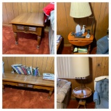 Side Stand, 2 Lamp Side Stands, Coffee Table, Books