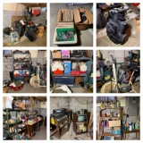 Basement Cleanout - Large Group of Golf Clubs & Bags, Shelving, Desk, Records, Coolers & More