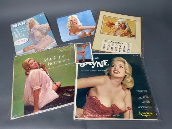 Group Lot of Jayne Mansfield Prints, Calendar, Records