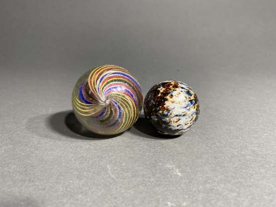 Two Antique Marbles - German Swirl and Bennington