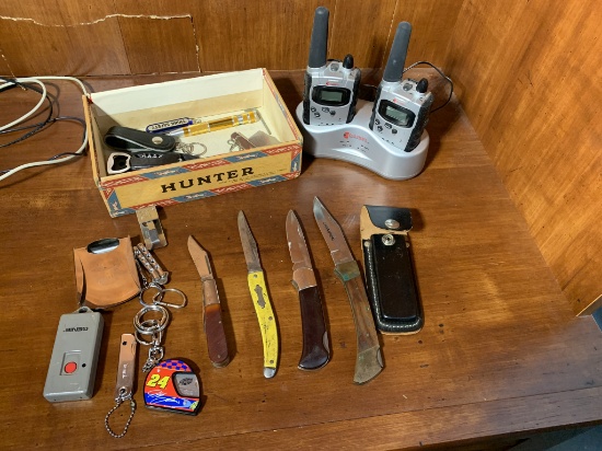 Great Group of Pocket Knives, Key Chains & Columbia Walkie Talkies