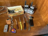 Great Group of Pocket Knives, Key Chains & Columbia Walkie Talkies