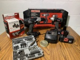 Craftsman Drill/Driver, Impact Driver, 4 Batteries, Charger & Tool Kits