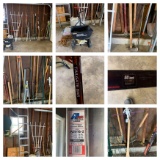 Great Group of Yard Tools - Axs, Shovel, Limb Cutter, Trellis, Extension Ladder, Seeder & More