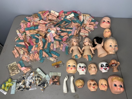 Group of Doll Masks & Doll Parts