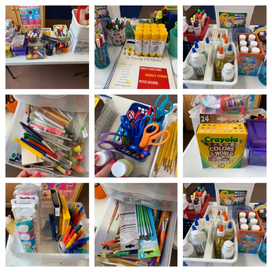 2 Children Lifetime Tables - Paint Supplies, Paint, Crayons, Glue Sticks, Thermometer & More