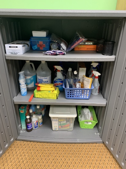 Iceberg Storage Cabinet with Contents - Cleaning Supplies & First Aid Items