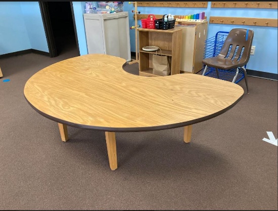Kidney shaped wooden children's play or craft table