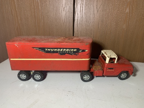 Vintage Toy Tonka Thunderbird Express Metal Semi Cab & Trailer