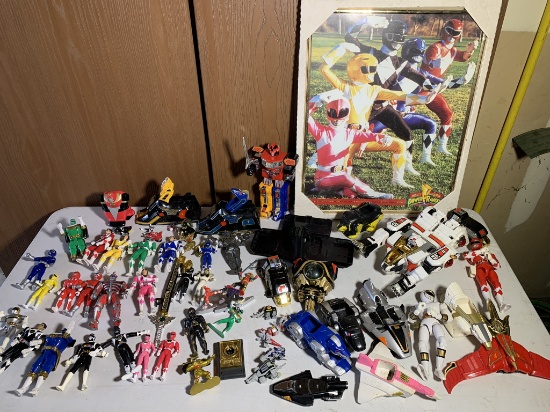 Large Group of Vintage Mighty Morphin Power Rangers Toys