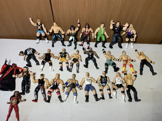 Large Group of Vintage Wrestler Action Figures