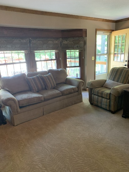 Sherrill Sofa and Matching LazBoy Chair