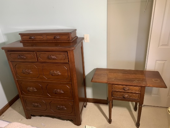 Antique Look Davis Cabinet Company Chest of Drawers & Drop Leaf Side Table