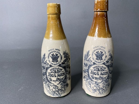2 Antique Stoneware Beer Bottles Cincinnati Ohio