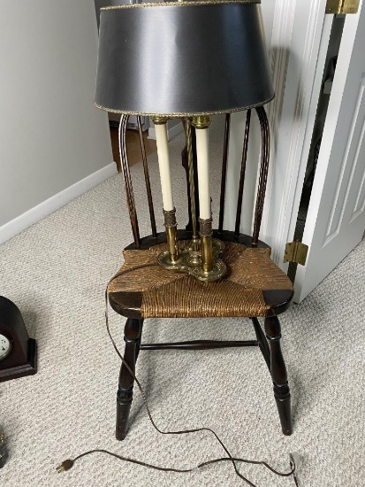Antique Chair plus Brass Lamp