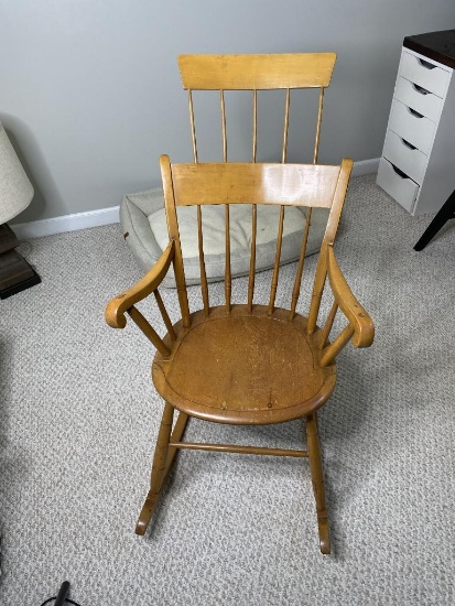 Antique Step Down Comb Back Windsor Rocking Chair