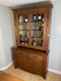 Large Antique Flat Wall Cupboard with Half Baluster Carvings