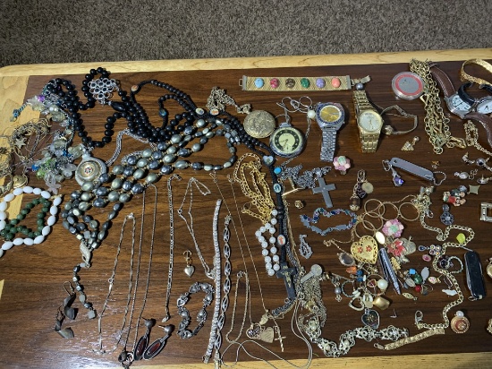 Large Group of Costume Jewelry Including Some Sterling See Photos