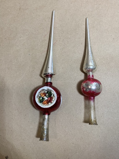 2 Vintage Glass Tree Toppers