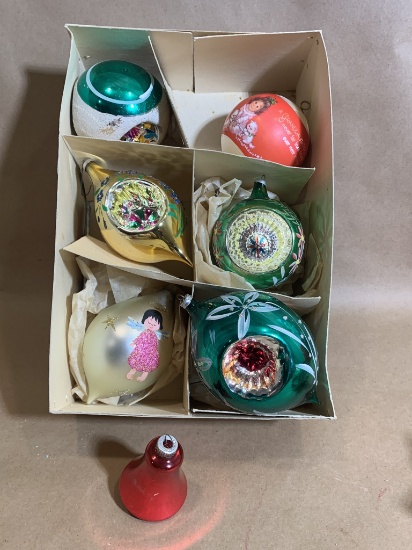 Group of Vintage Christmas Ornaments some Hand Painted