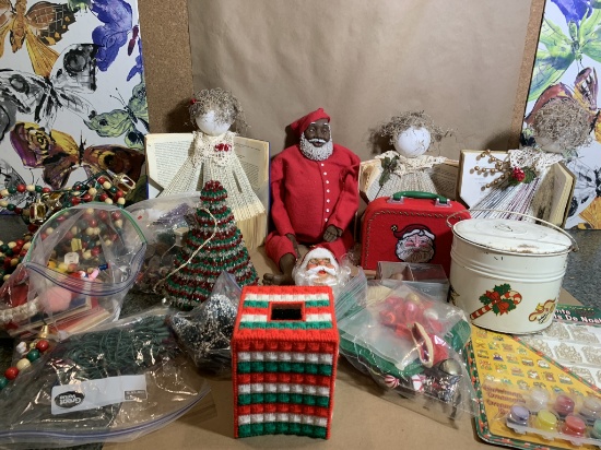 Large Group of Santas, Garland, Book Angles, Ornaments & More.  See Photos