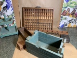 Vintage Printing Tray & Group of Wooden Items