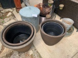 Large Group of Outdoor Planters including Concrete Planter