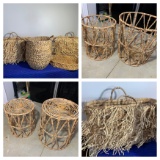 Group of Wicker Baskets.  Hamper / Side Stands