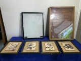 Group of Artwork & Showcases / Display Boxes