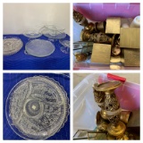 Group of Glassware - Cake Stands, Serving Trays,  Candlewick Glassware & More