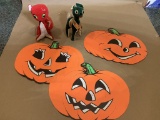 Christmas Stuffed Animals & VIntage Paper Decorative Pumpkins