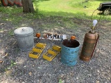 U.S.Mail Car Topper Sign, 2 Plastic Yellow Shelves, Vintage Fire Extinguisher Light & More