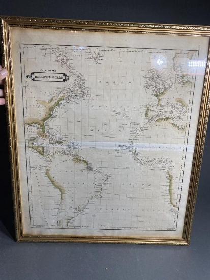 Antique Map of the Western Hemisphere in frame