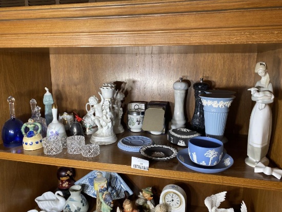 Shelf lot of Misc. Vintage Glass, Porcelain and more