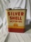 Silver Shell Motor Oil Can 2 Gallon.  Still Contains Oil
