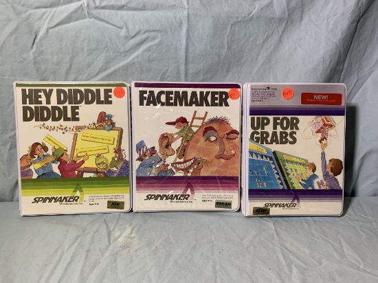 Spinnaker Hey Diddle Diddle, Facemaker, & Up for Grabs for Atari