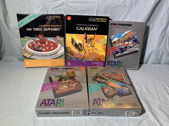 Atari My First Alphabet (Sealed), Galaxian, Pole Position (Sealed), Paint, (Sealed), Family Finances