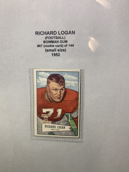 1952 Richard Logan Bowman Gum #67 Small Size Rookie Card