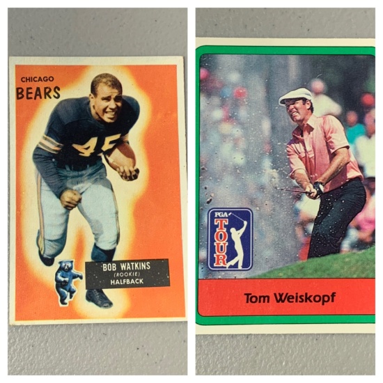 1955 Bobby Watkins Bowman Gum Football Rookie Card & 1982 Tom Weiskopf Donruss PGA Tour