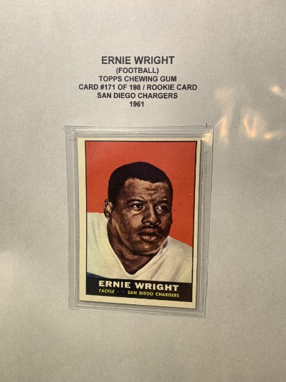 1961 Ernie Wright Topps Chewing Gum Card # 171 of 198 Rookie Card San Diego Chargers