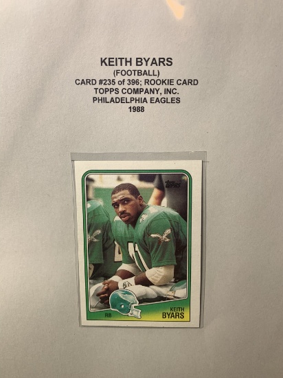 1988 Keith Byars Topps Company Inc. Football Rookie Card #235 of 396