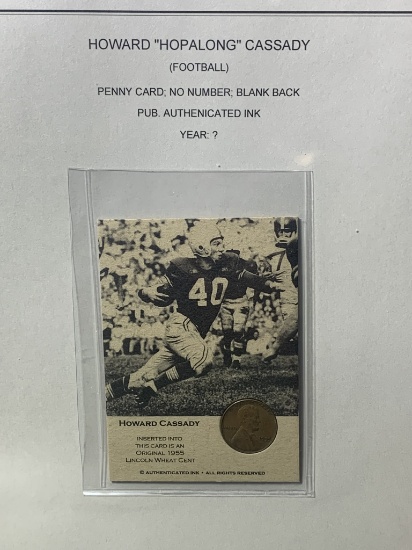 Howard "Hopalong" Cassady Football Penny Card Published by Authenticated Inc