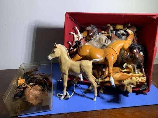 Group of Plastic Horse Toys